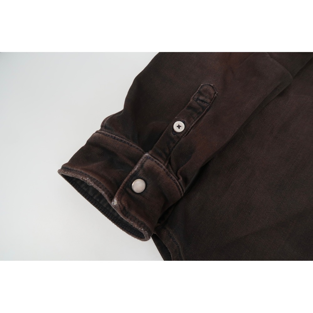 Teleria Zed Roper A Western Shirt Mens XL Distressed Brown Pearl Snap Italy - Picture 8 of 13